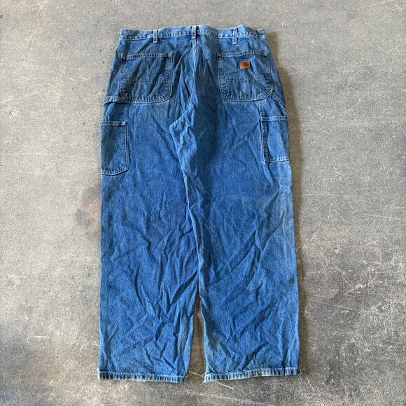 Carhartt Carpenter Jeans Mens 40x30 Blue Pants B13 DST Trashed Mechanic - Picture 4 of 8